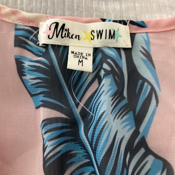 Miken Swim VNeck Tropical Beach Coverup Dress Shear size M - Picture 3 of 5